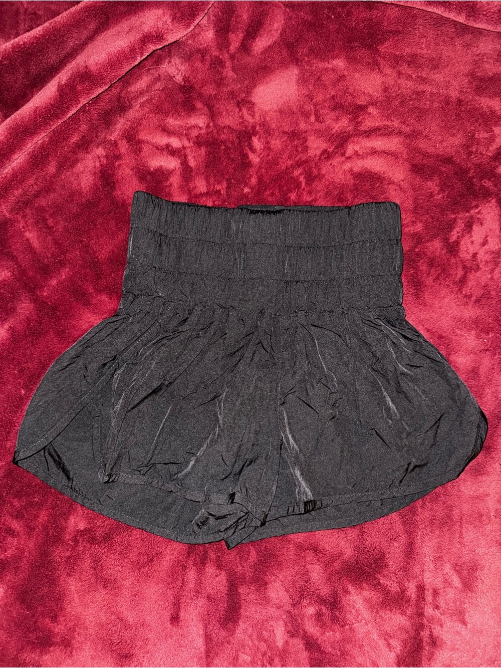FP Movement by Free People Black Smocked High-Waist Athletic Shorts